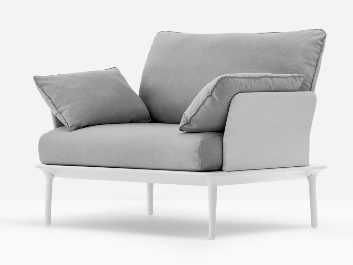 REVA REVA_P Upholstered fabric garden armchair with armrests