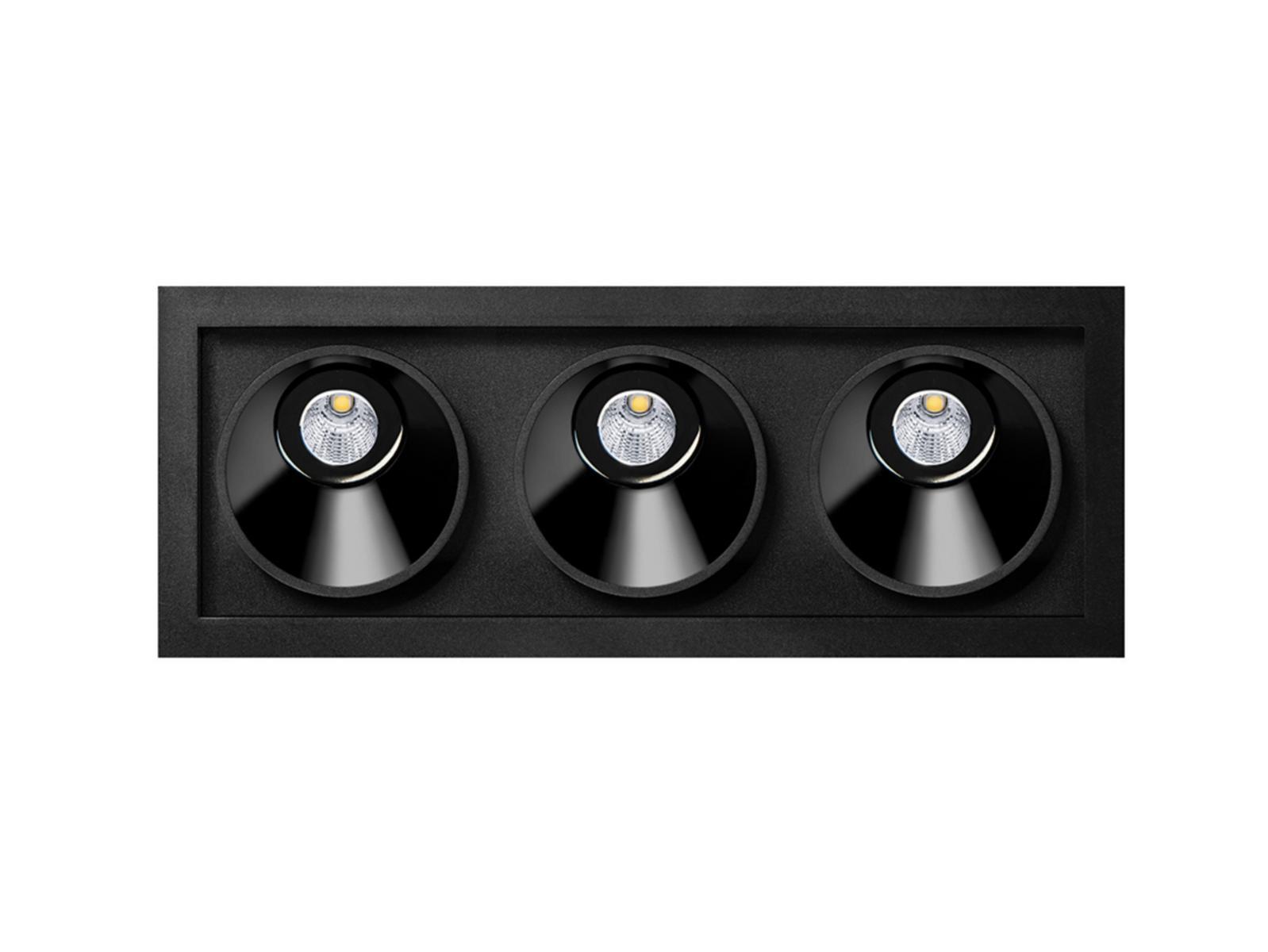 BLACK FOSTER ASYMMETRIC RECESSED 3 LED multiple recessed aluminium spotlight
