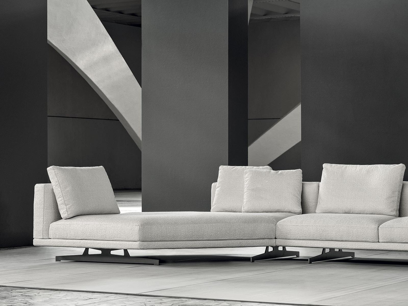 HORIZON Modular fabric sofa with chaise longue
