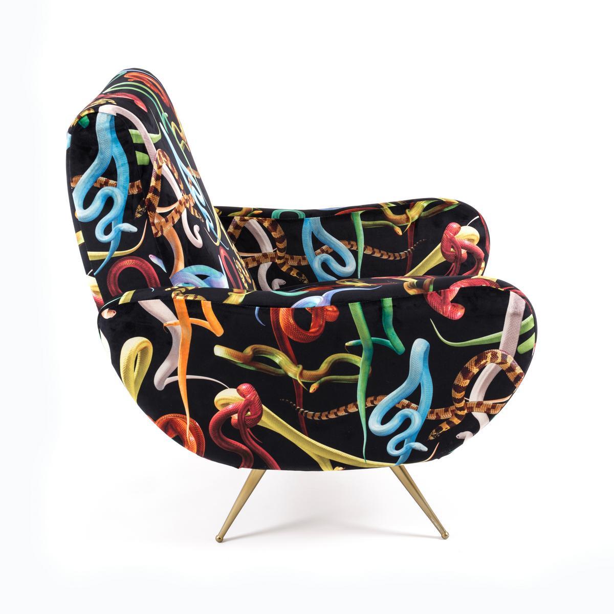 SNAKES Fabric armchair with armrests