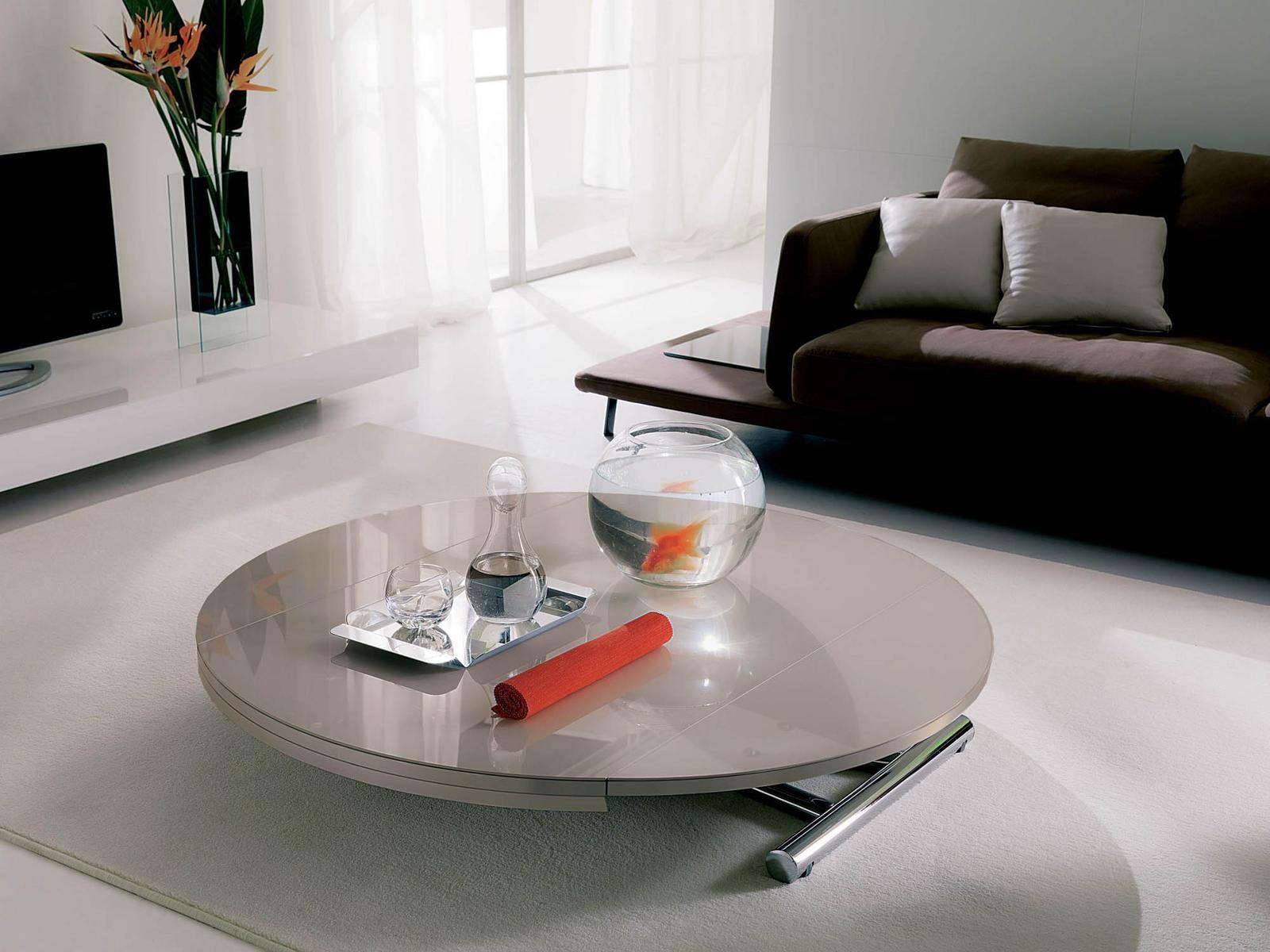 GLOBE CR Height-adjustable crystal coffee table