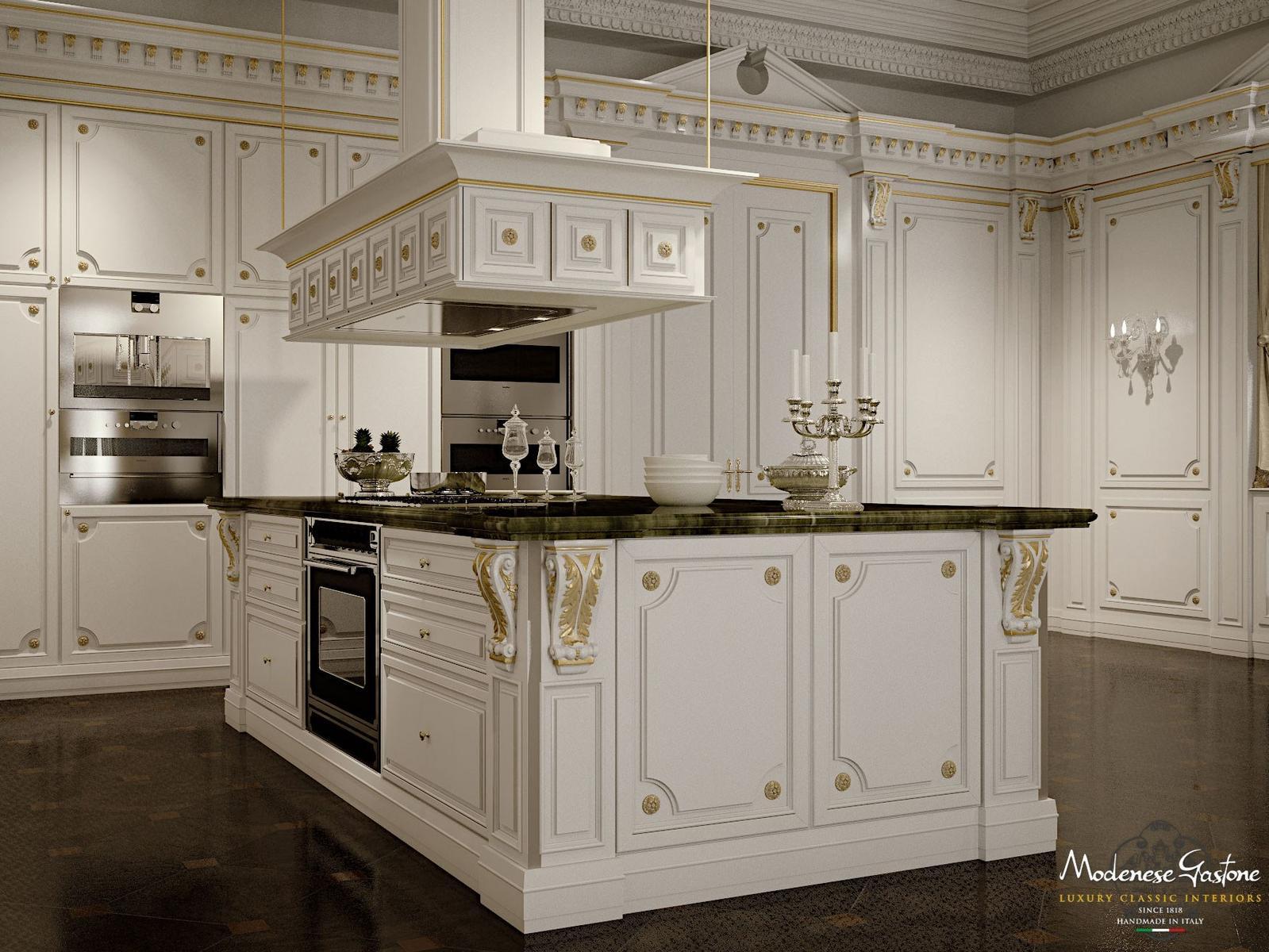 ROMANTICA - IVORY AND GOLD Custom solid wood kitchen