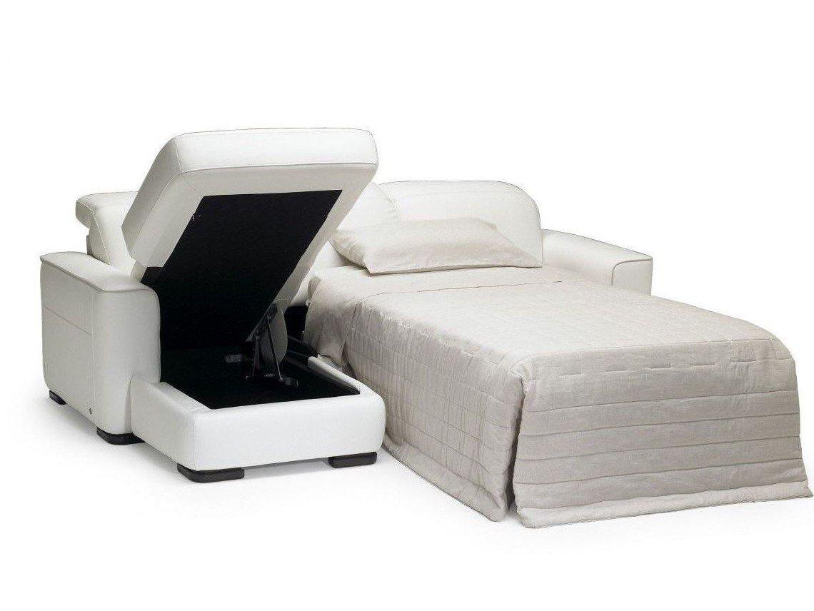 DIESIS 3 seater leather sofa bed with chaise longue