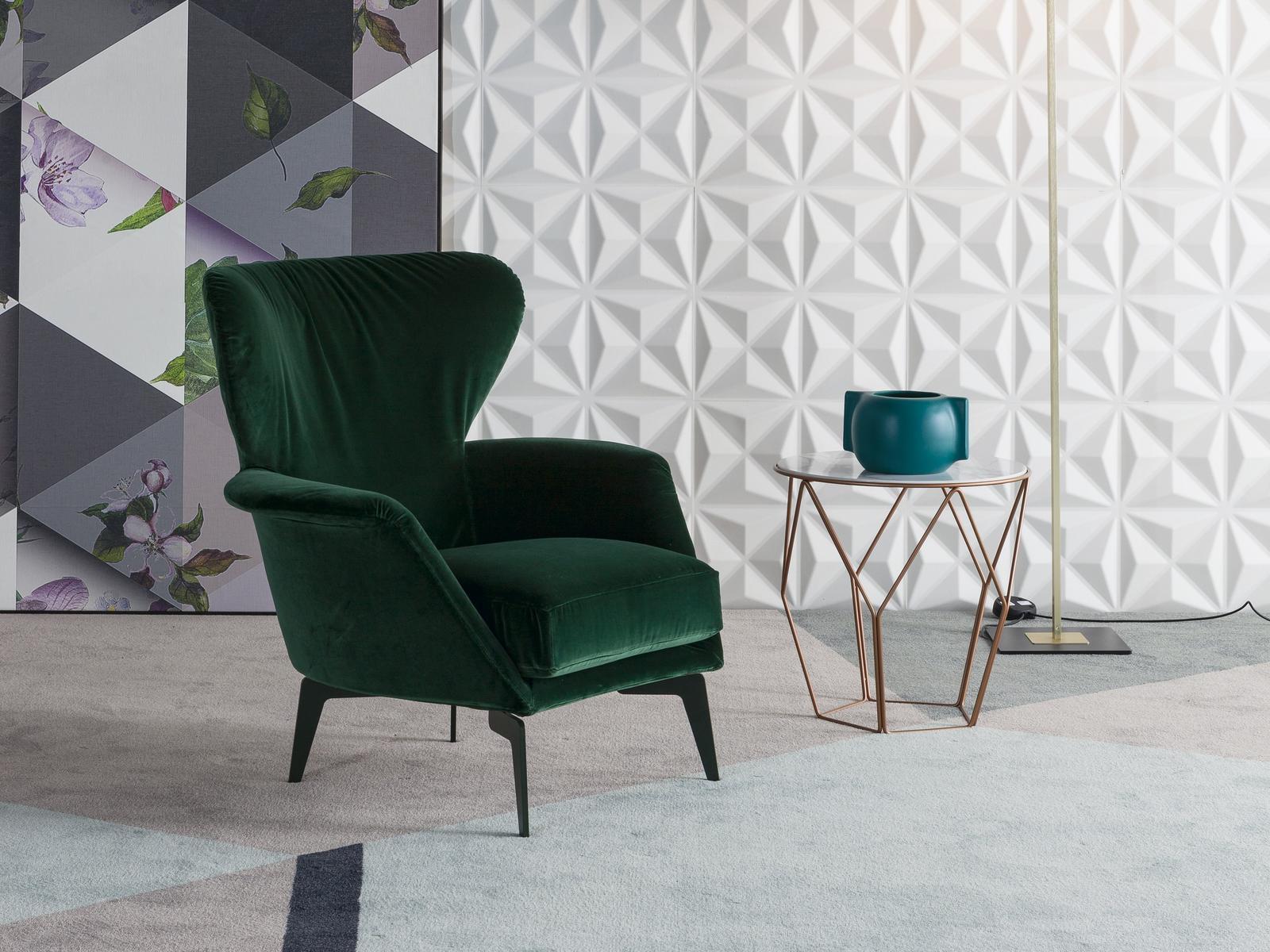 LOVY High-back fabric armchair