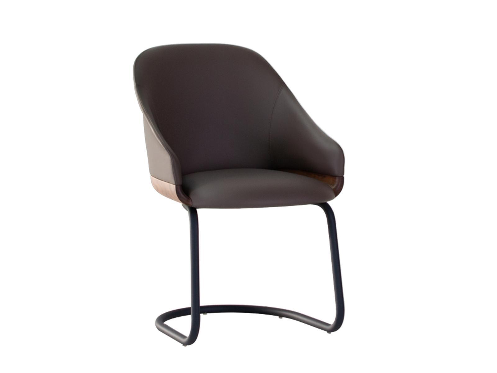 LYZ 918 U Cantilever upholstered leather chair with armrests