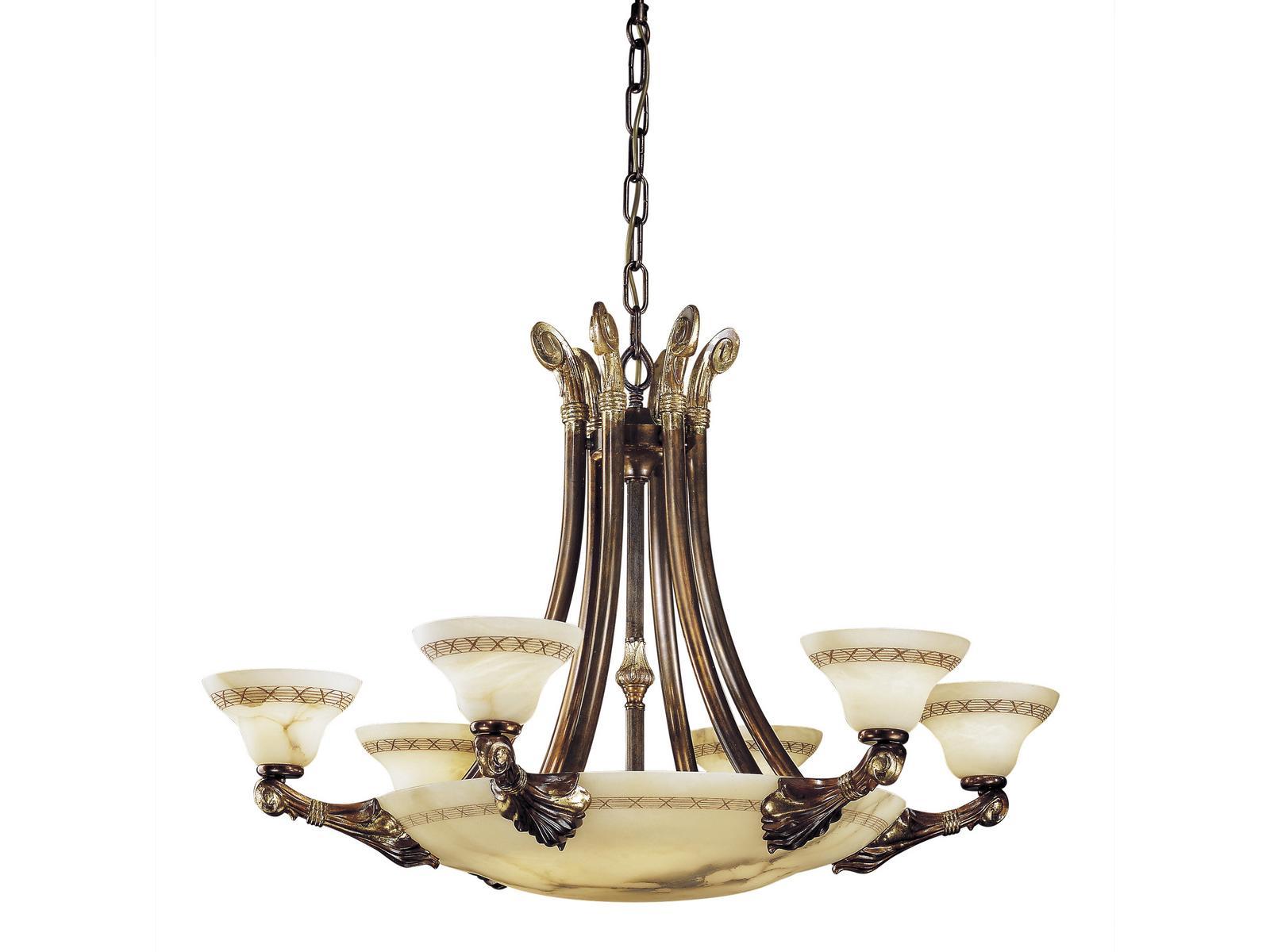 SASHA 2900/6+6 Rust/gold leaf chandelier with alabaster