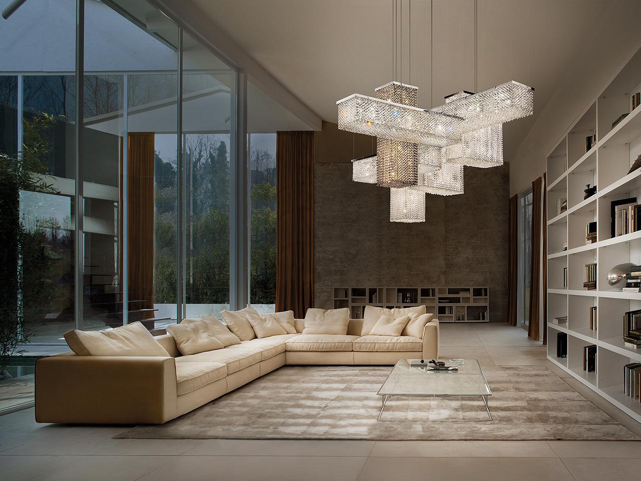 CUBO S175 SQ Pendant lamp with crystals