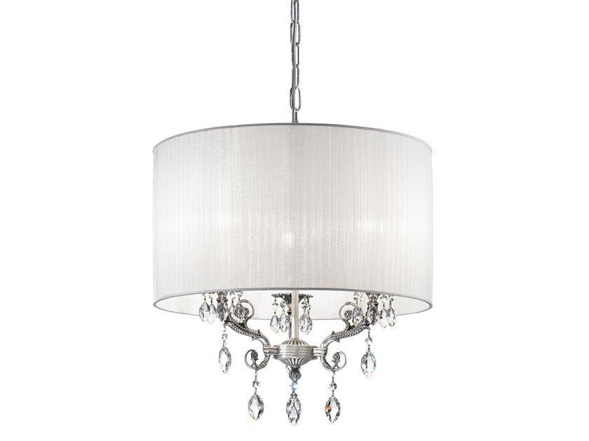 FIREFLY 7117/3-SH Old silver chandelier with Schoeler crystals and shade