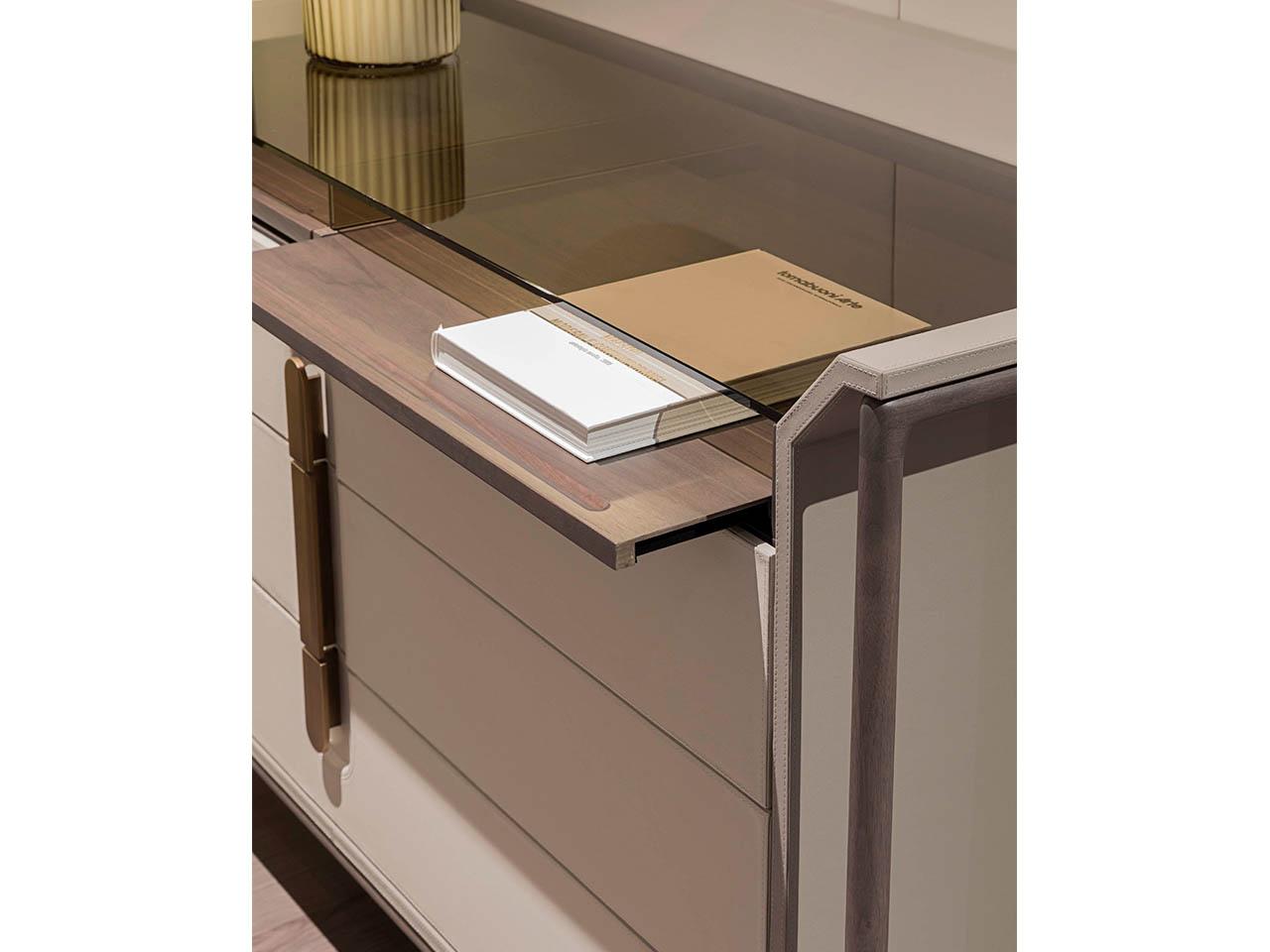VINE Leather chest of drawers with integrated handles