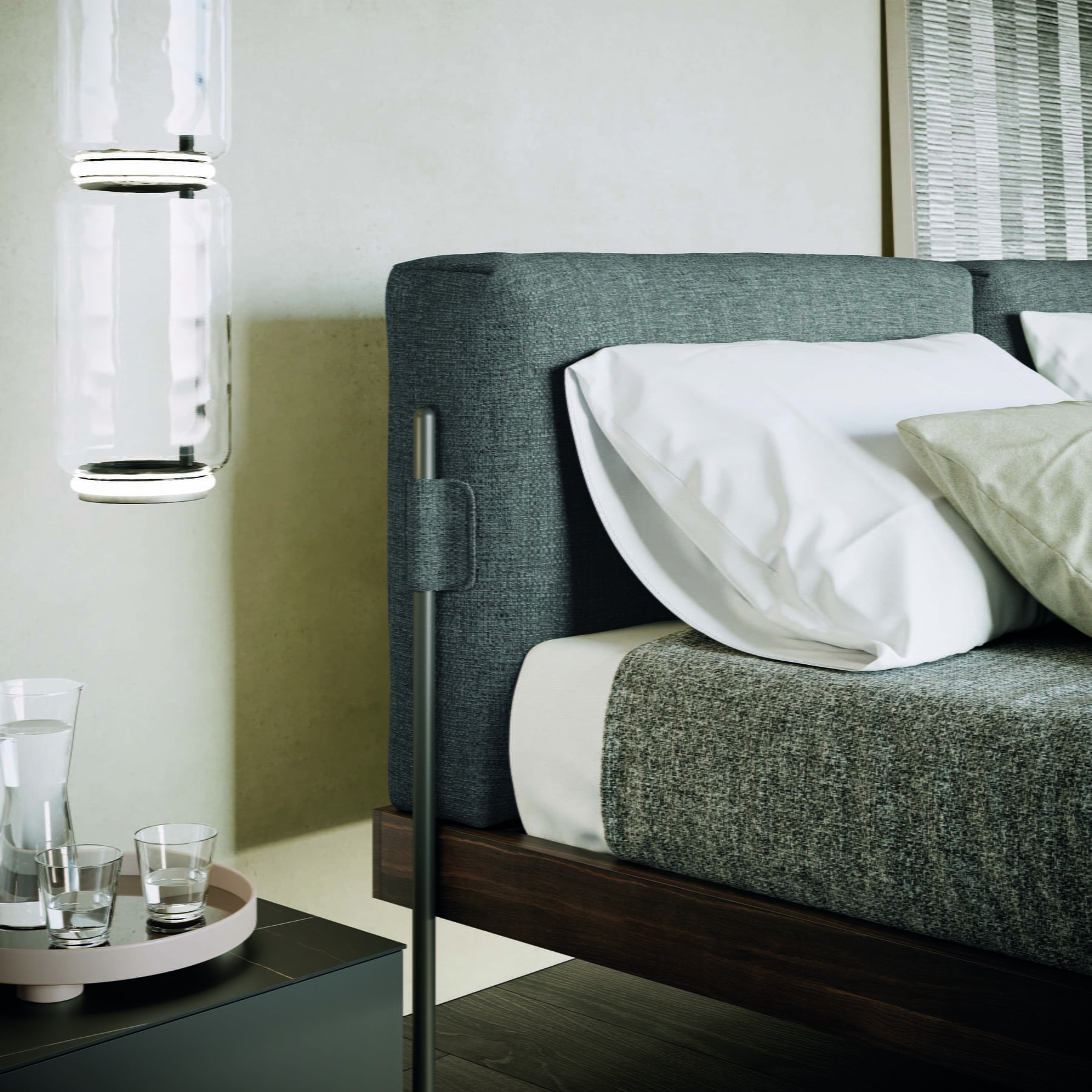 SUPERNOVA Fabric bed with upholstered headboard