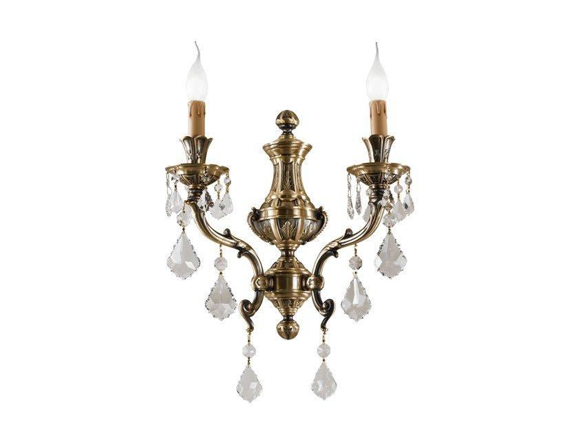 WINDSOR 888/A2-SH/P Antique brass wall light with Schoeler crystals