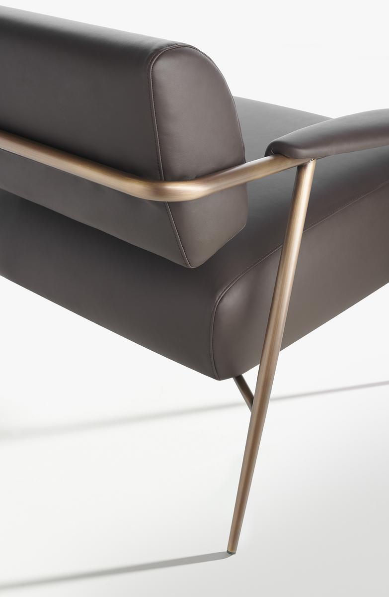 STAY Leather armchair with armrests