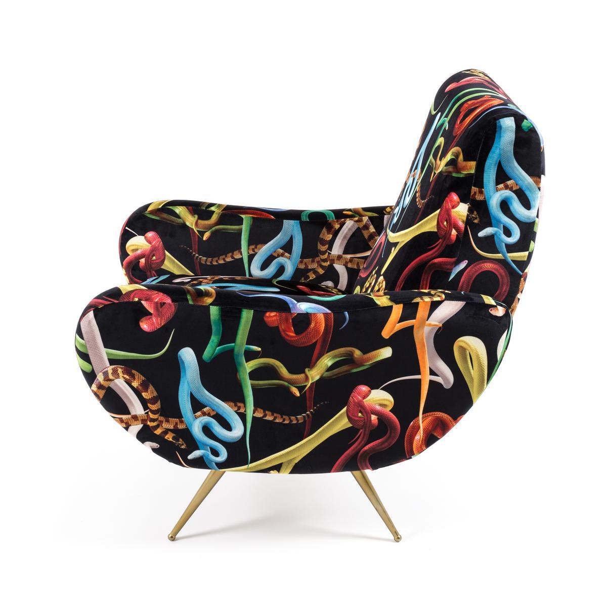 SNAKES Fabric armchair with armrests