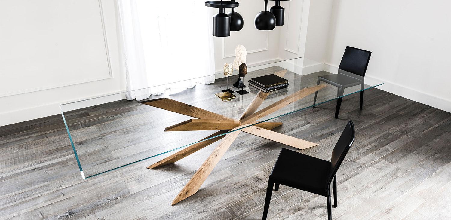 SPYDER Rectangular tempered glass table