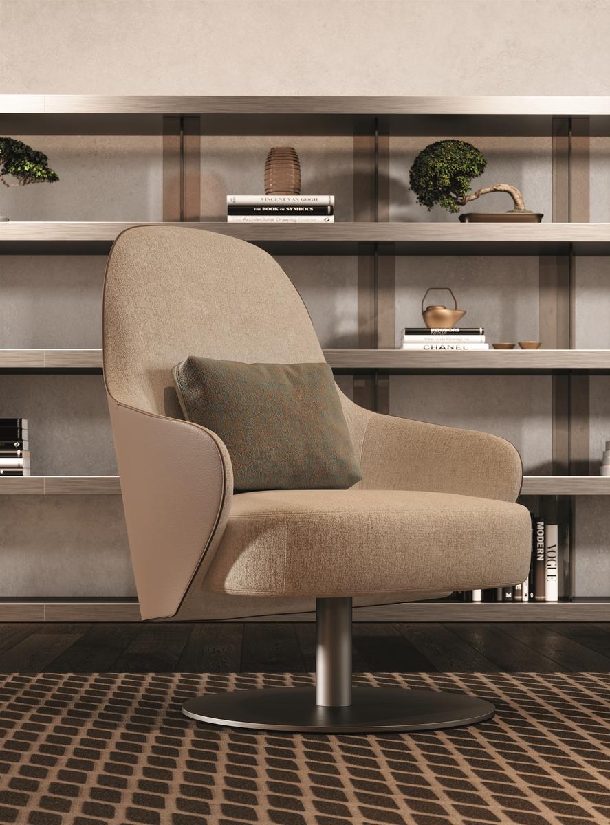 LUDWIG Swivel armchair with armrests