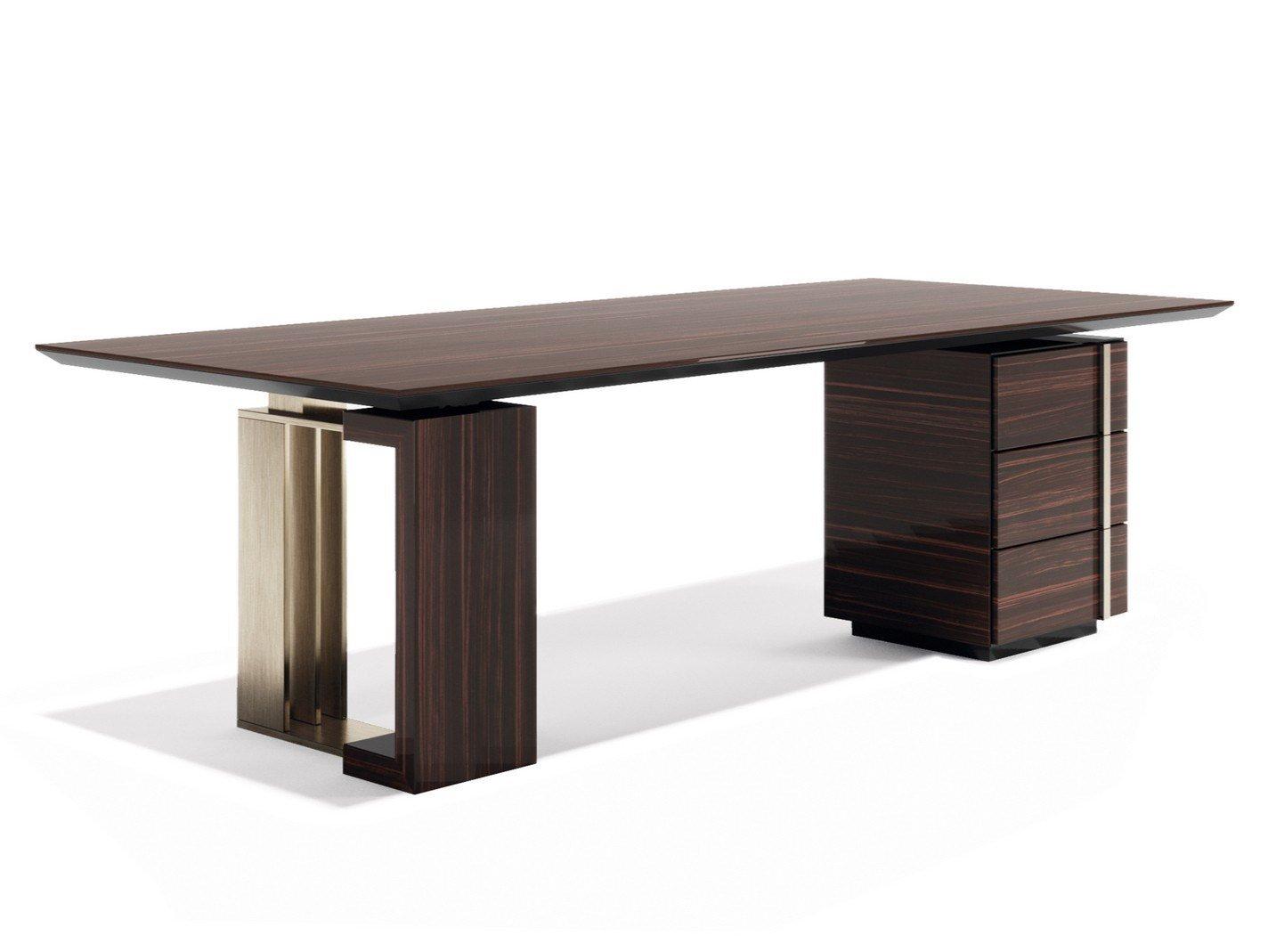 TYCOON L Rectangular wooden writing desk with drawers