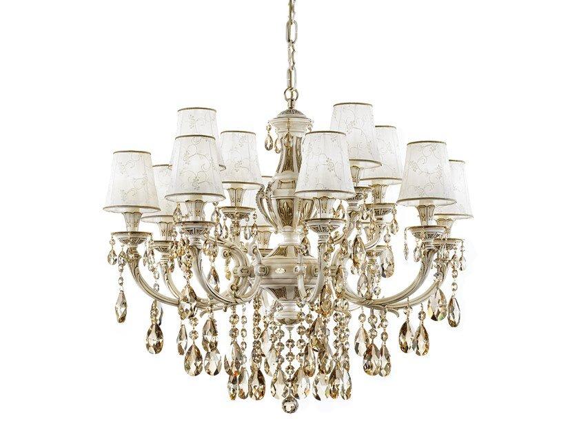 WINDSOR 888/8+4-PZ-GG Antique white/gold chandelier with Schoeler crystals