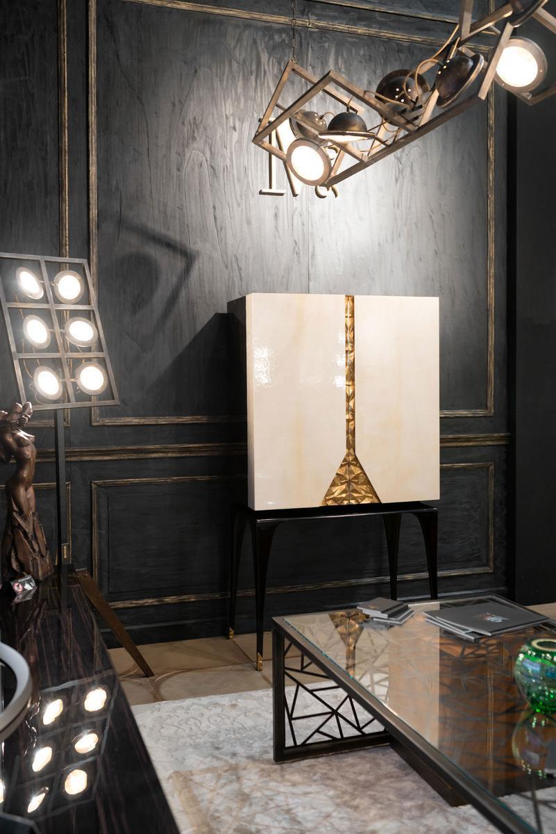 ZAZÀ Rectangular steel and crystal coffee table