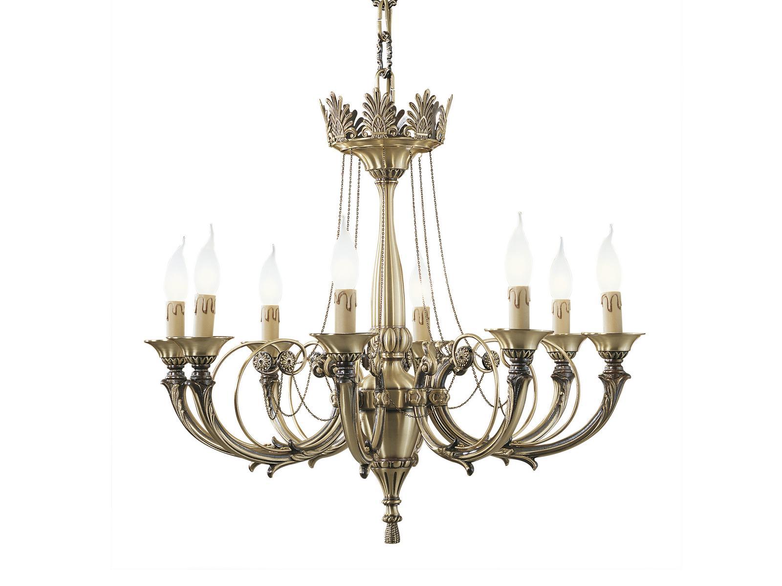 GINEVRA 858/8 Antique Brass chandelier