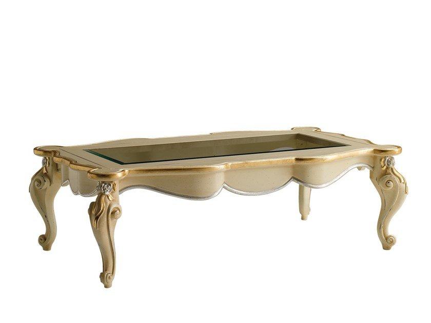 BOTERO Rectangular wood and glass coffee table