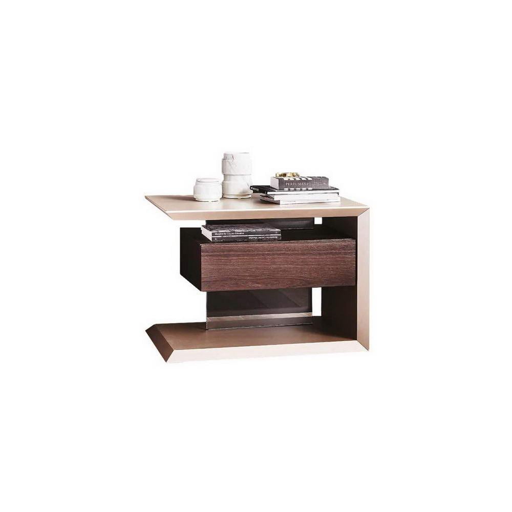 BIAGIO Rectangular veneer bedside table with drawers