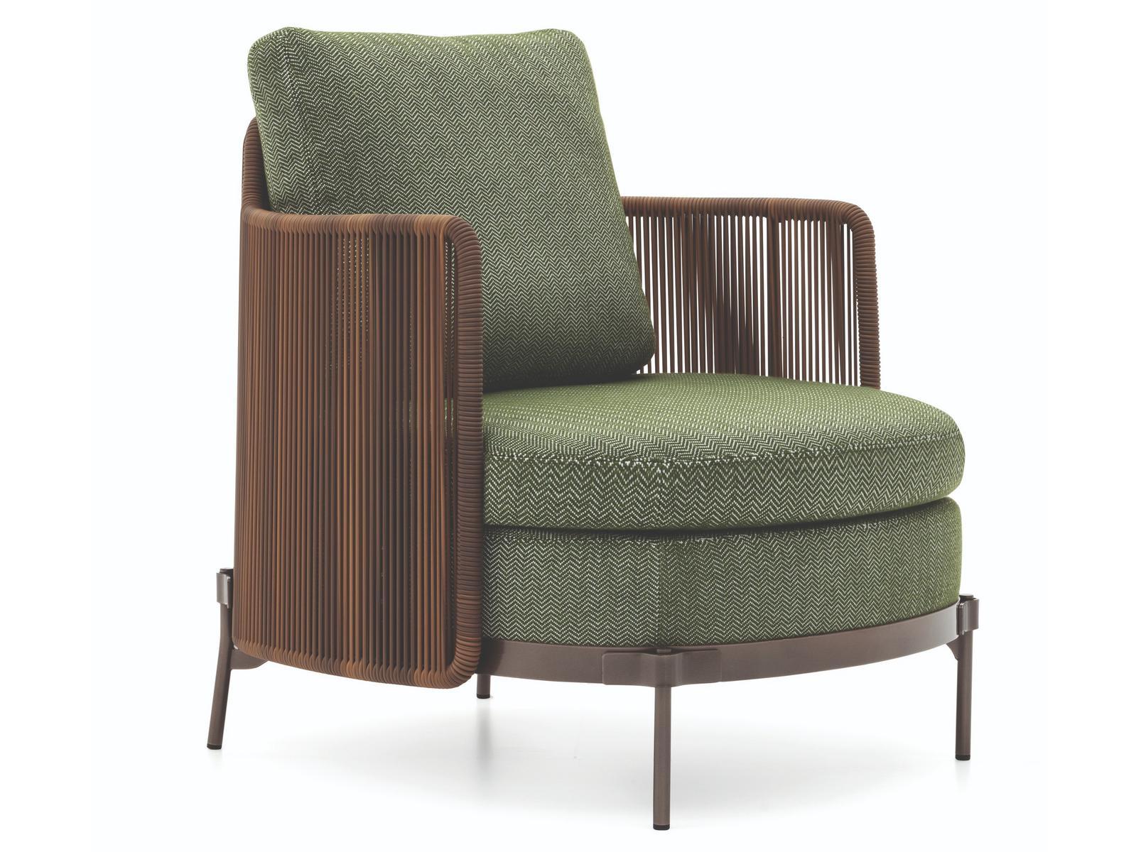 TAPE CORD OUTDOOR Fabric garden armchair with armrests