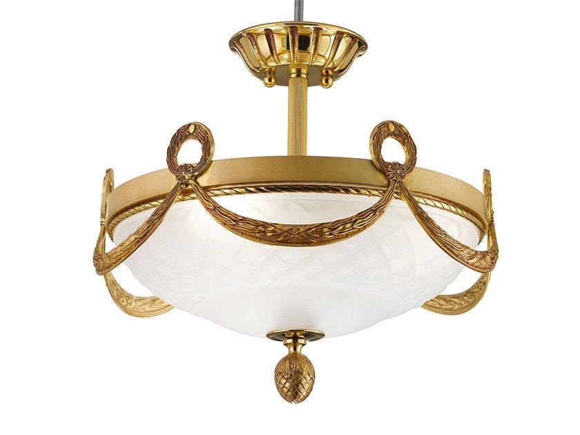 CLOE 1741/3SF French Gold semi flush with glass