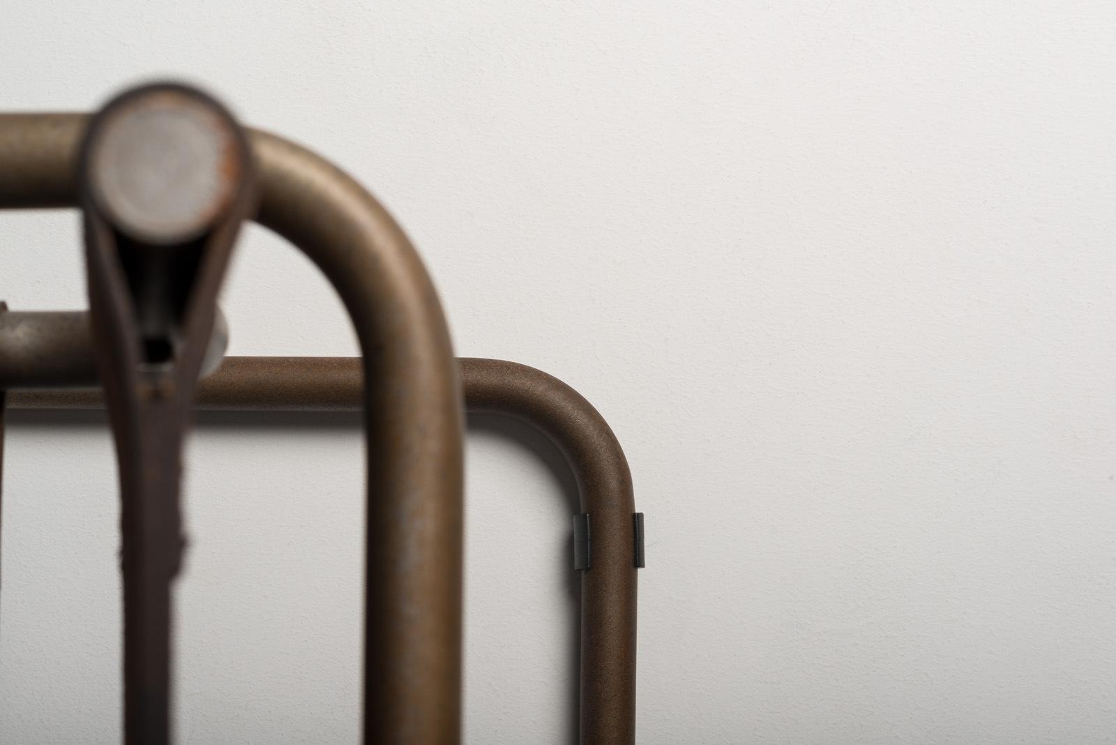 MECCANICA Cantilever Corten™ and tanned leather chair with armrests