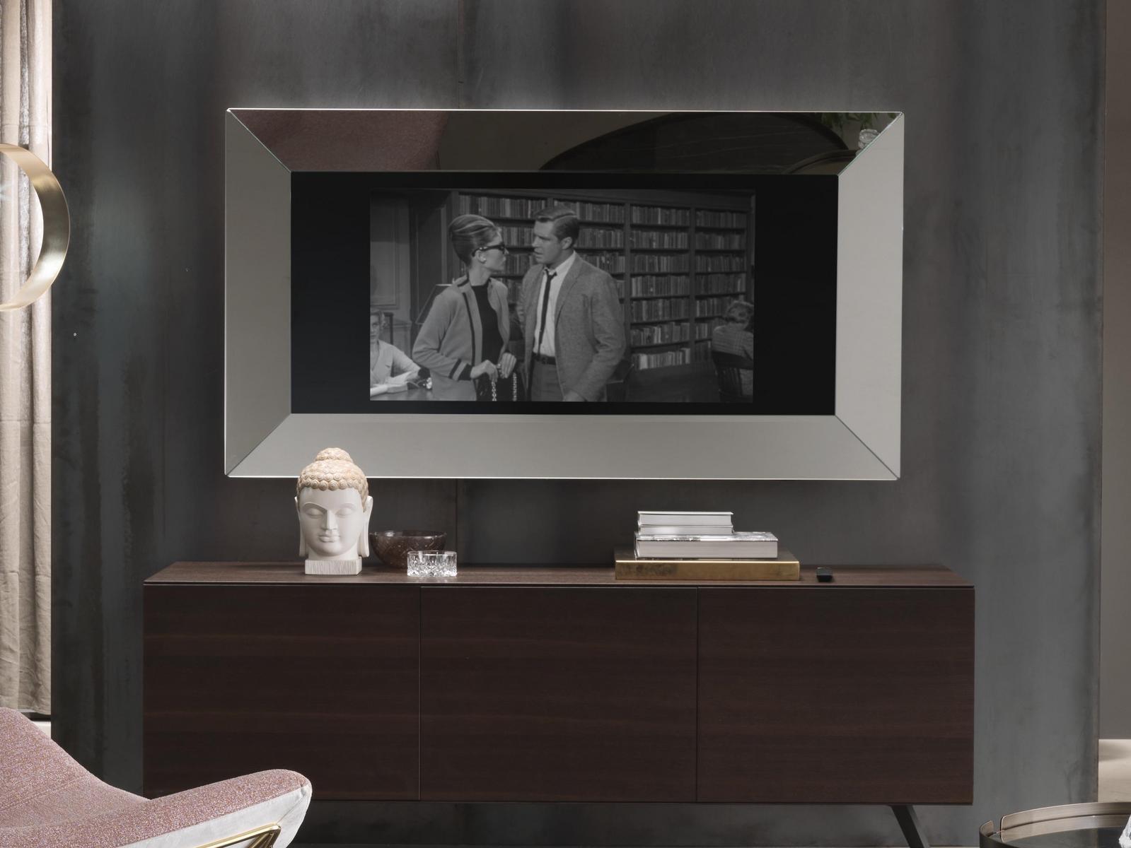 MIRRORING TV Framed wall-mounted aluminium mirror