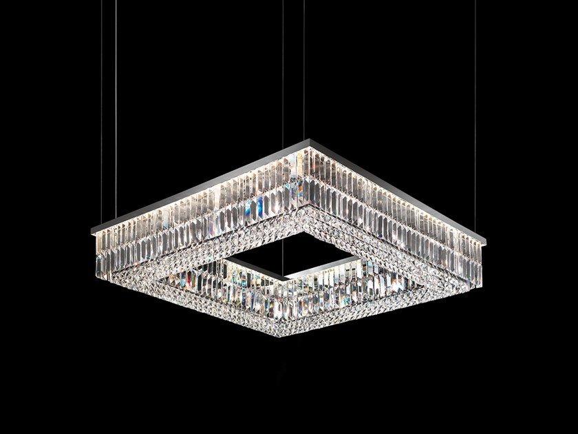 IMPERO & DECO VE 760 S SQ Incandescent metal pendant lamp with crystals