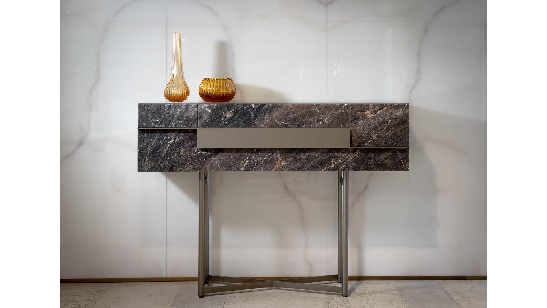 MUSA Sideboard with glass doors with marble effect