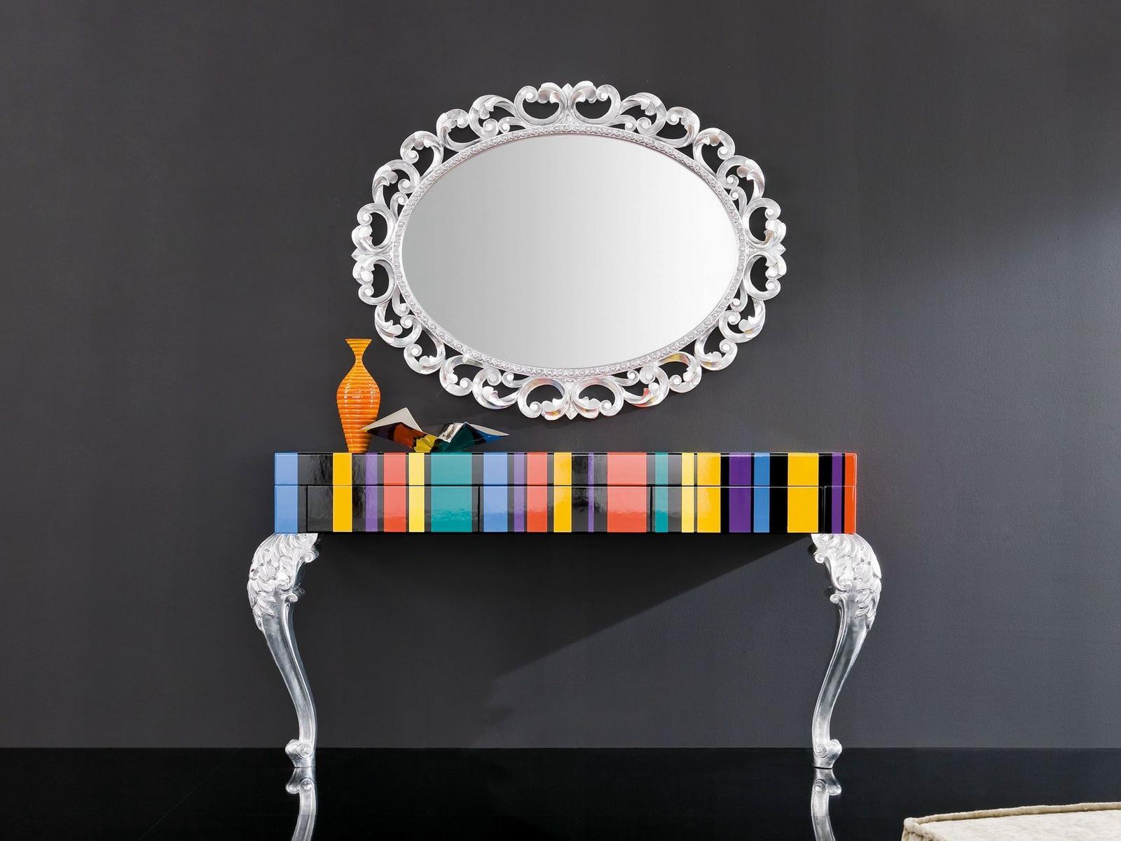 MINIMAL BAROQUE Oval wall-mounted framed mirror
