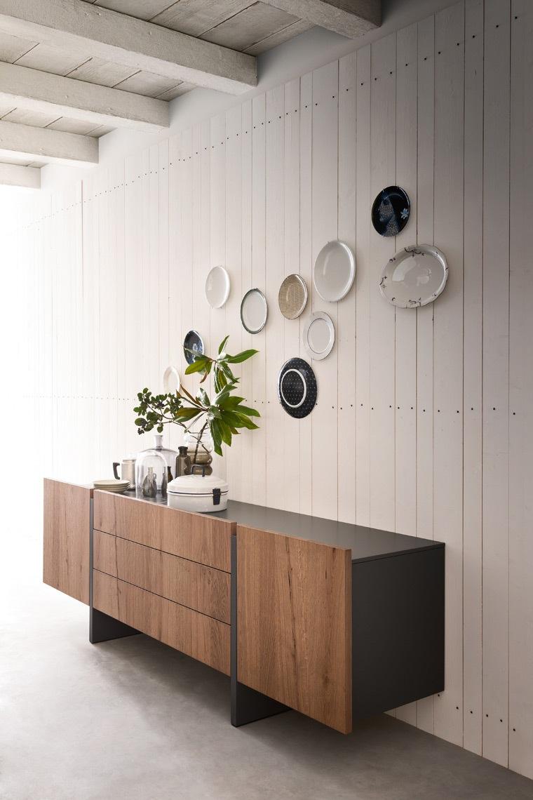 RECTA Modular veneer sideboard with doors