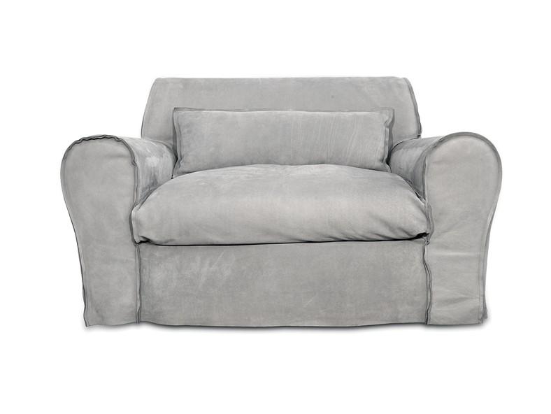 HOUSSE EXTRA Leather armchair with armrests