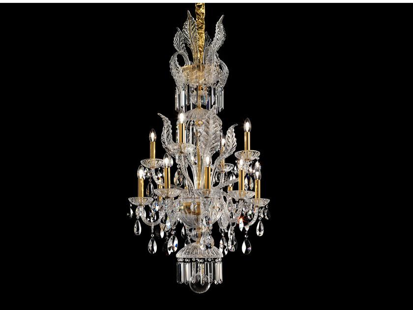 GLASS VE 886 12 Incandescent blown glass chandelier with crystals