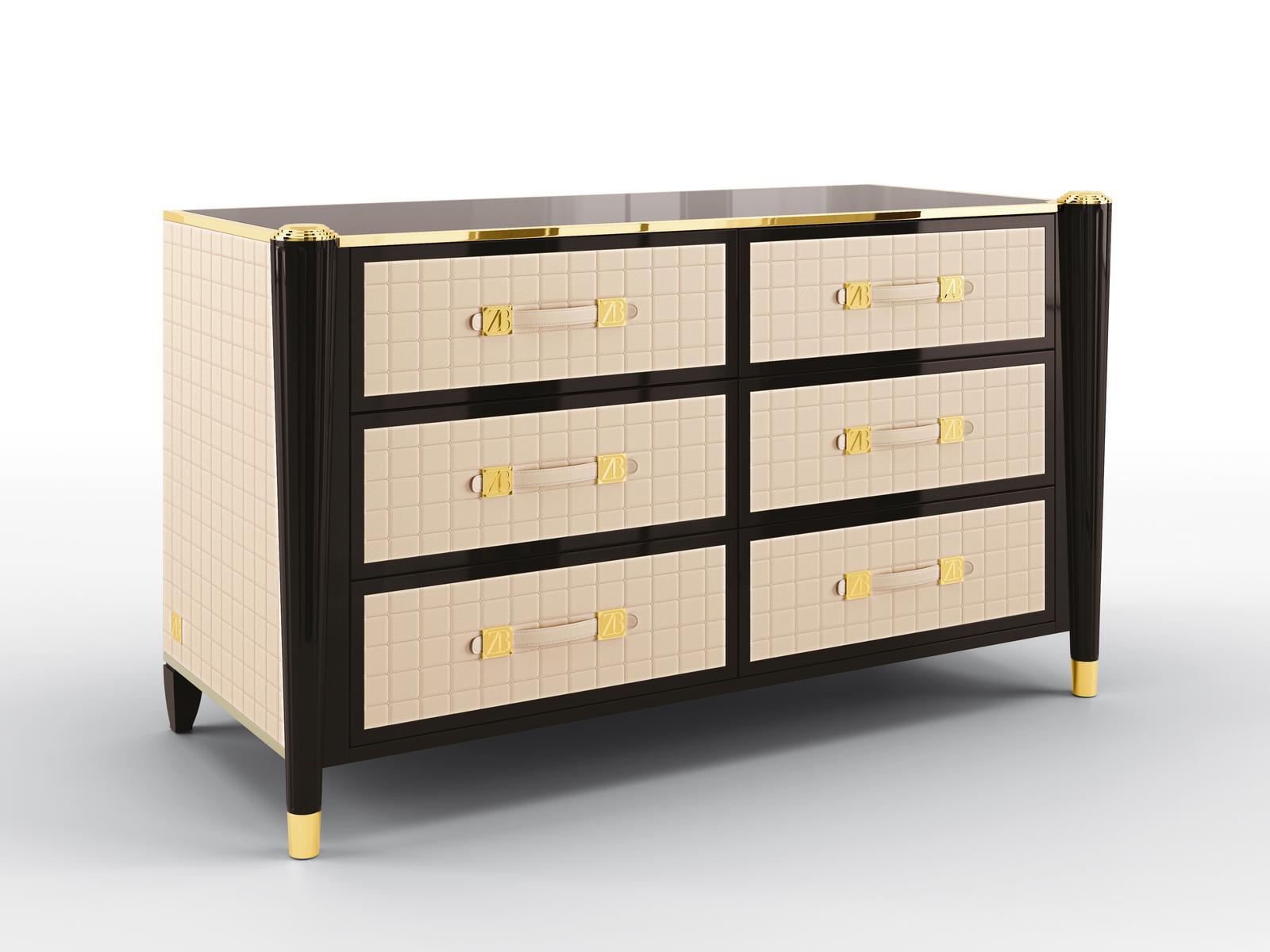 REMINGTON Solid wood chest of drawers with integrated handles