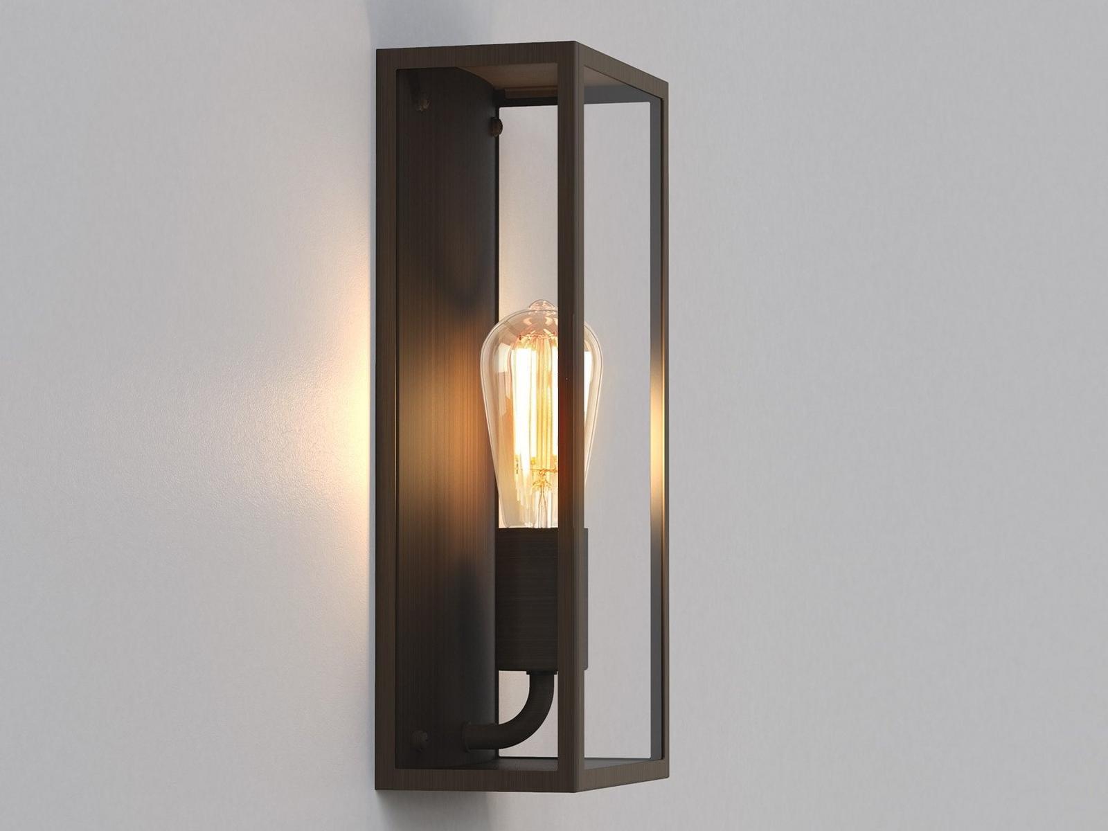 MESSINA Glass and steel outdoor wall lamp with dimmer