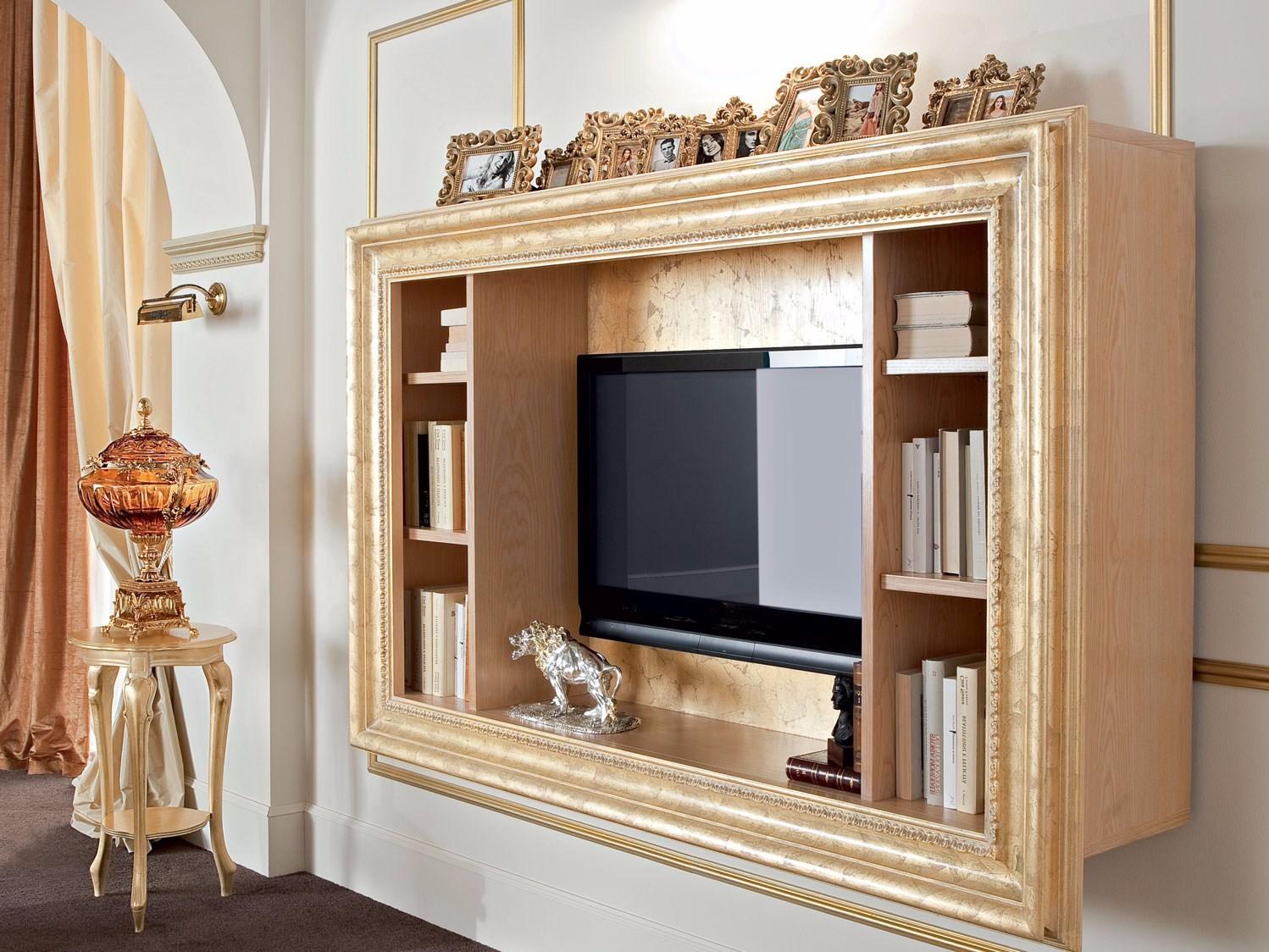 13131 Open wall-mounted bookcase with TV stand