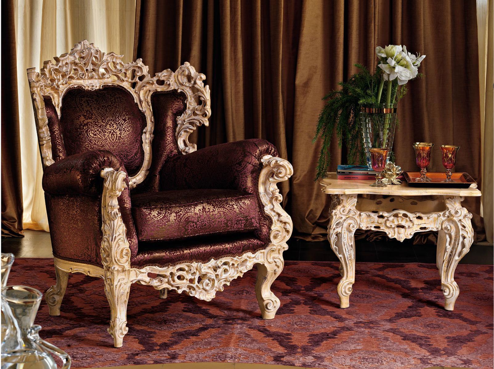 11419 Upholstered fabric armchair with armrests