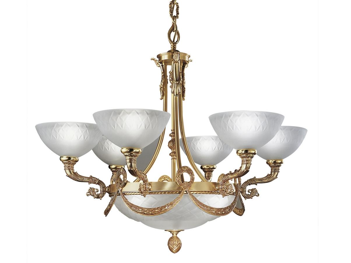CLOE 1741/6+3 French Gold chandelier with glasses