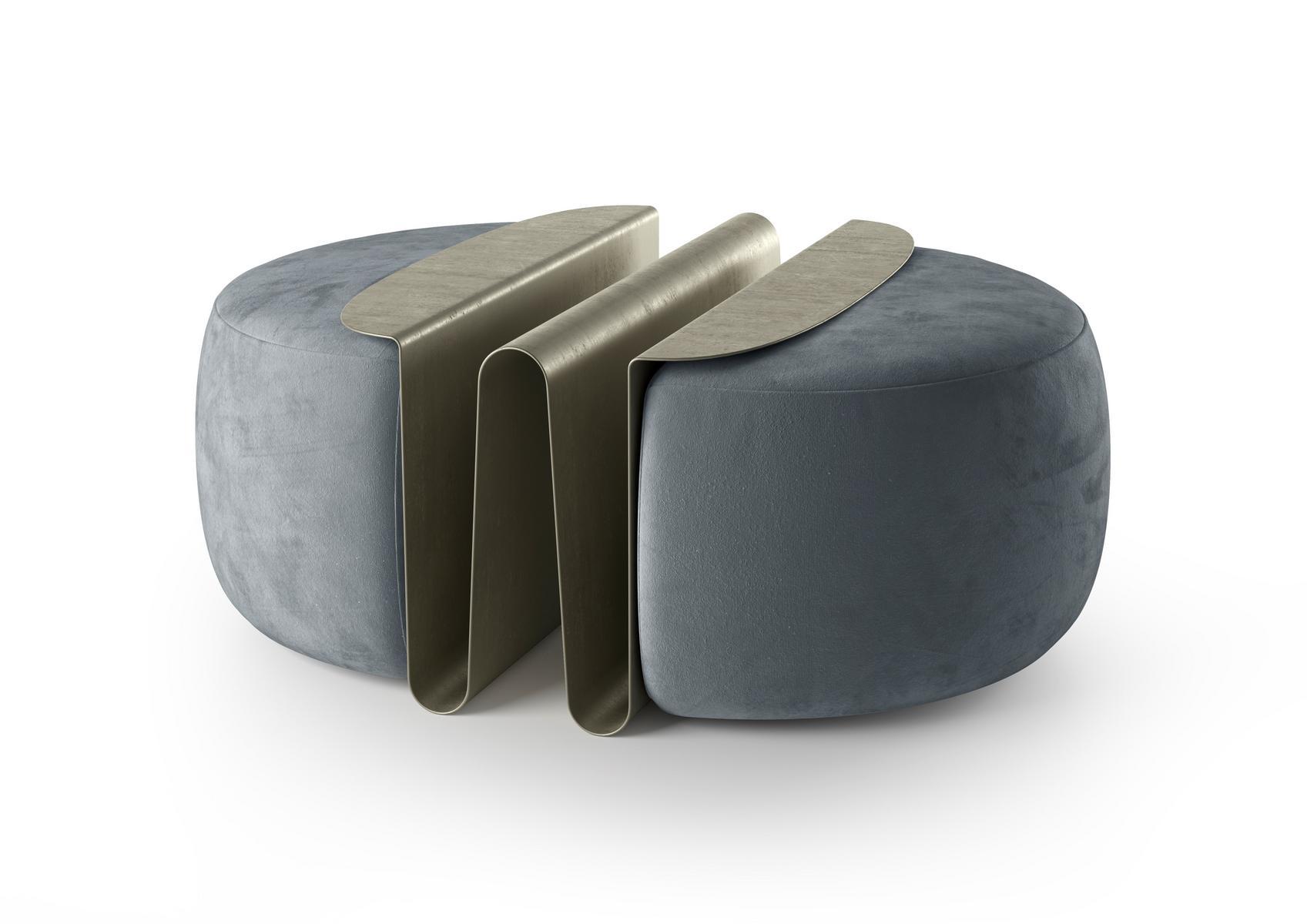 WAVE Round pouf with integrated magazine rack