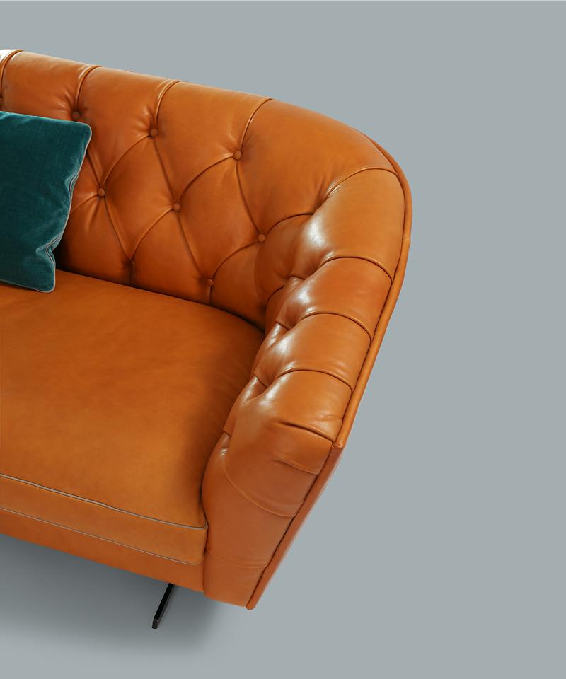 NEW KAP Tufted sectional curved leather sofa