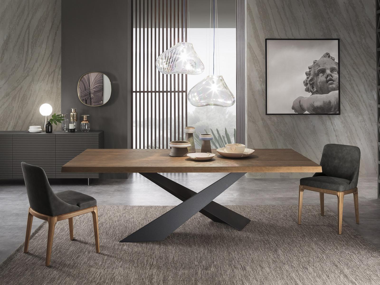 LIVING - GRAPHITE & WALNUT Rectangular wooden dining table