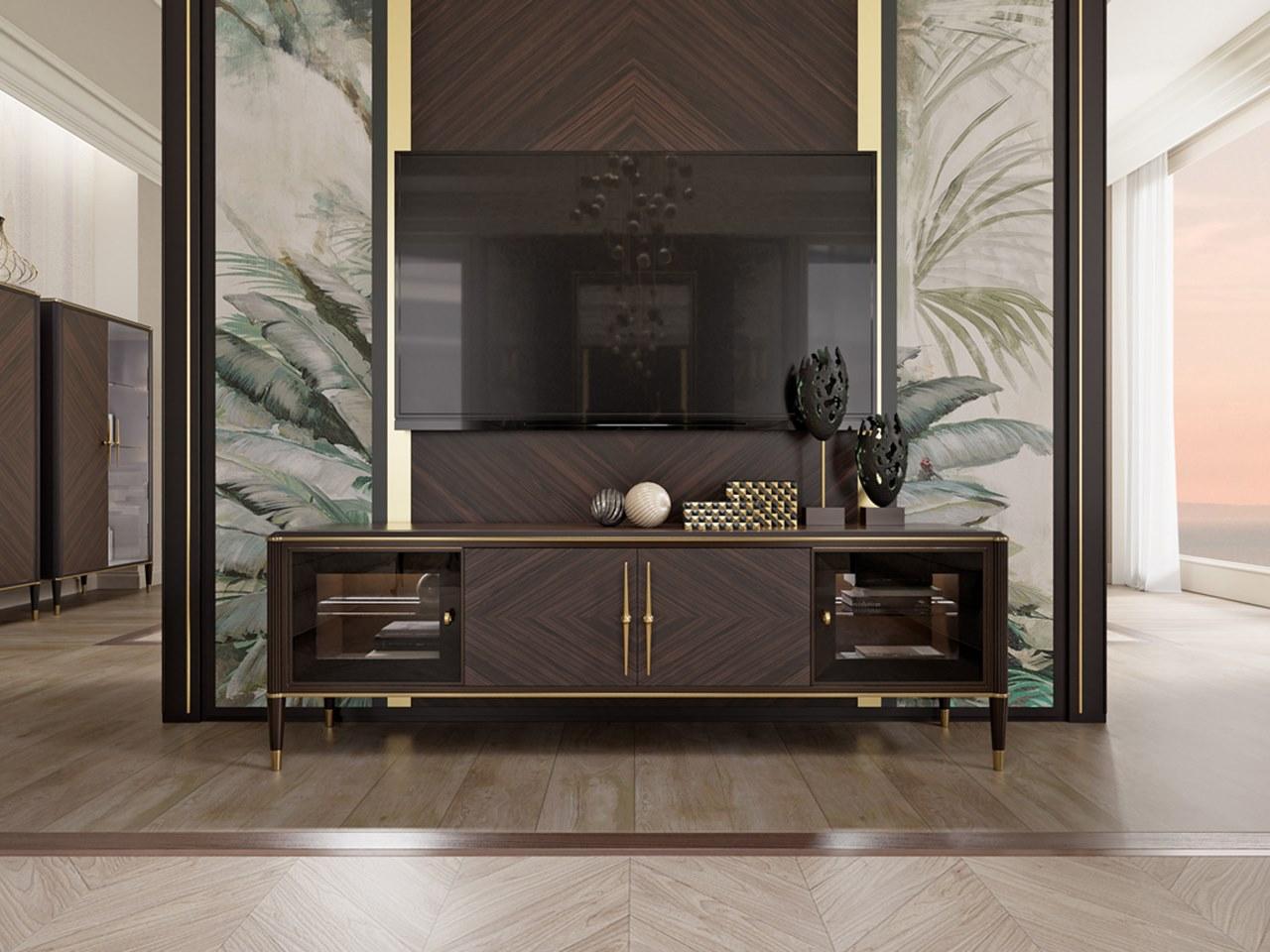 PR.226 Low wooden TV cabinet with doors