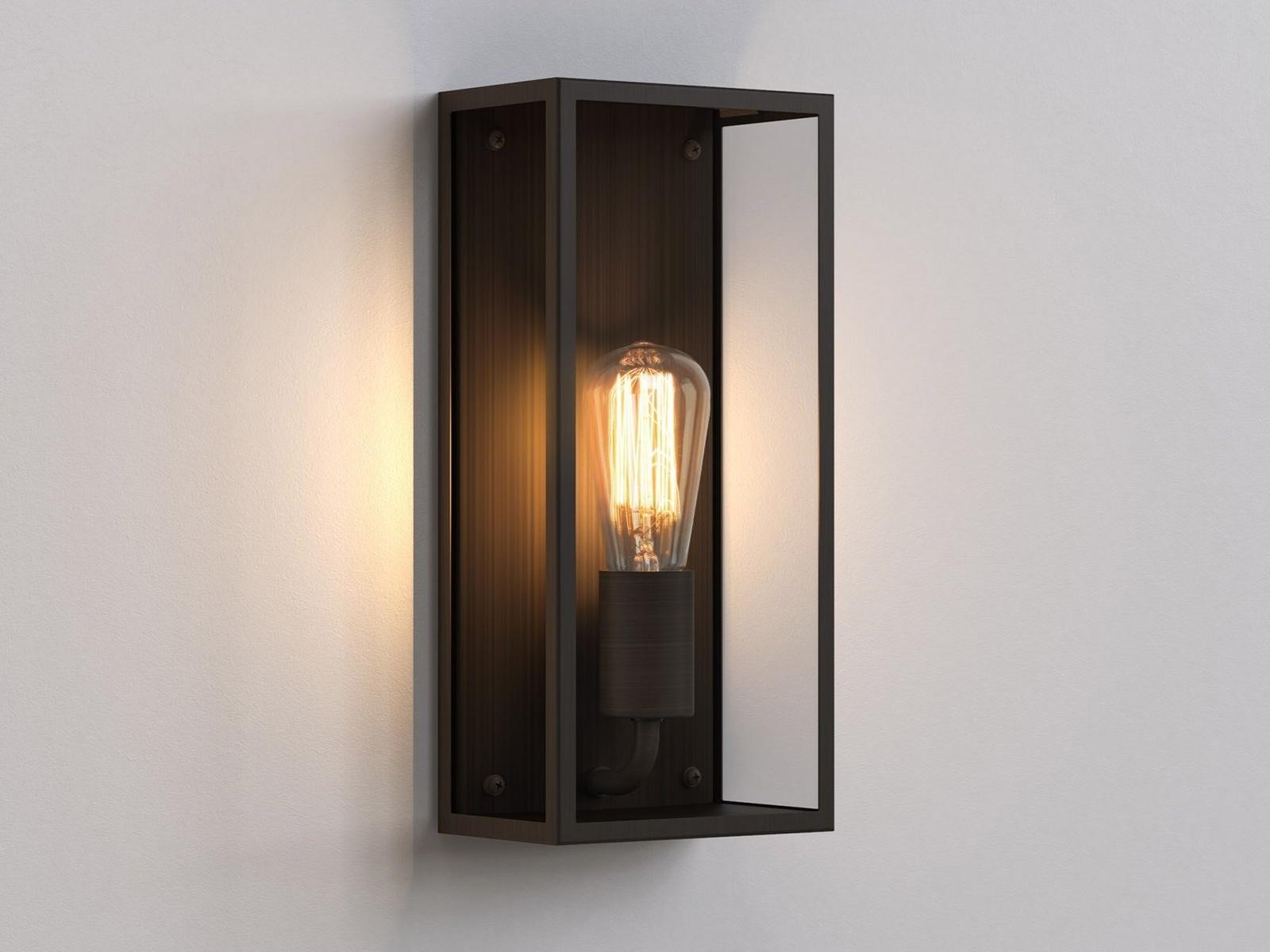 MESSINA Glass and steel outdoor wall lamp with dimmer