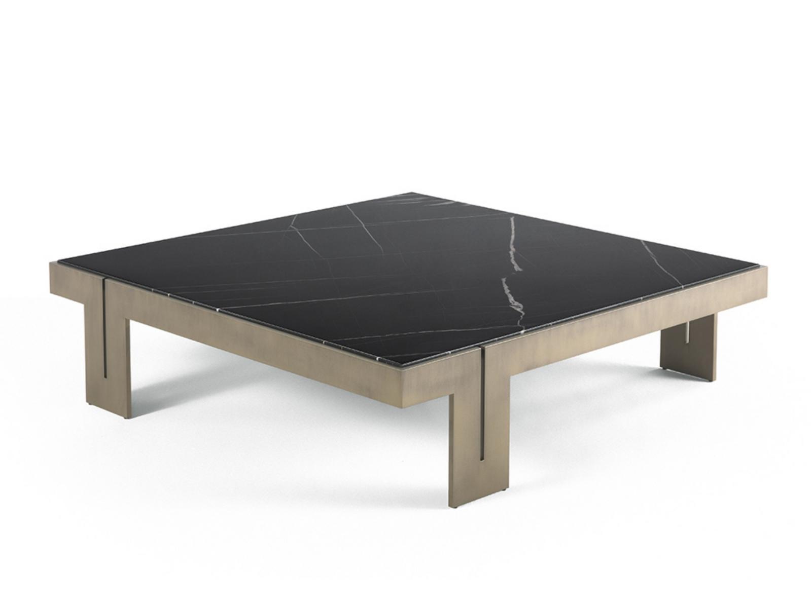 DISTRICT VII Low square Sahara Noir marble and metal coffee table