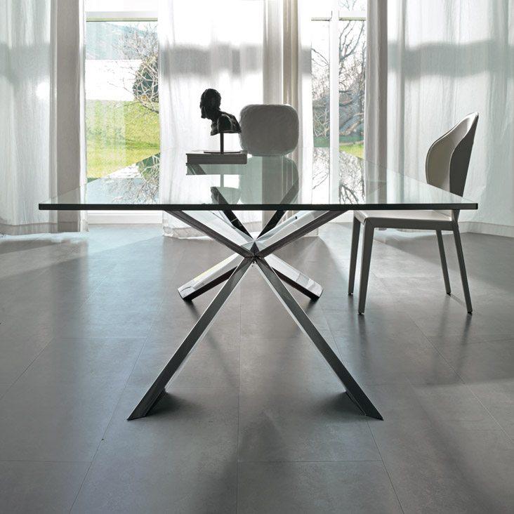 SPYDER Rectangular tempered glass table