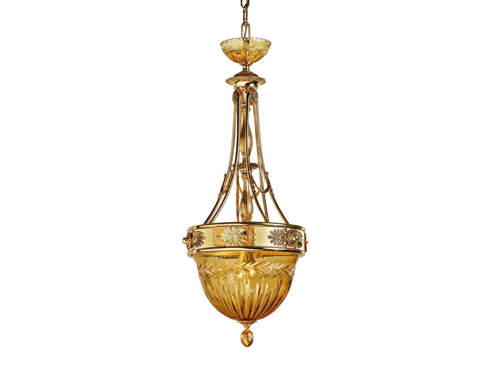 AMBER 430/SP Shaded gold plated pendant with amber crystal