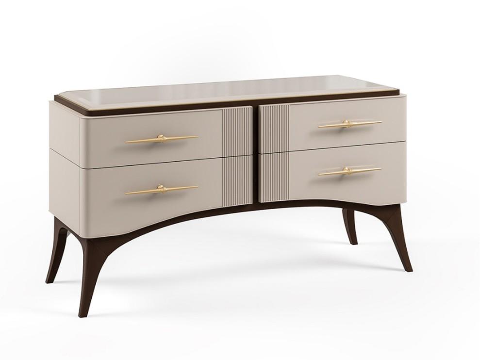 PR.109 Wooden chest of drawers with colored glass top