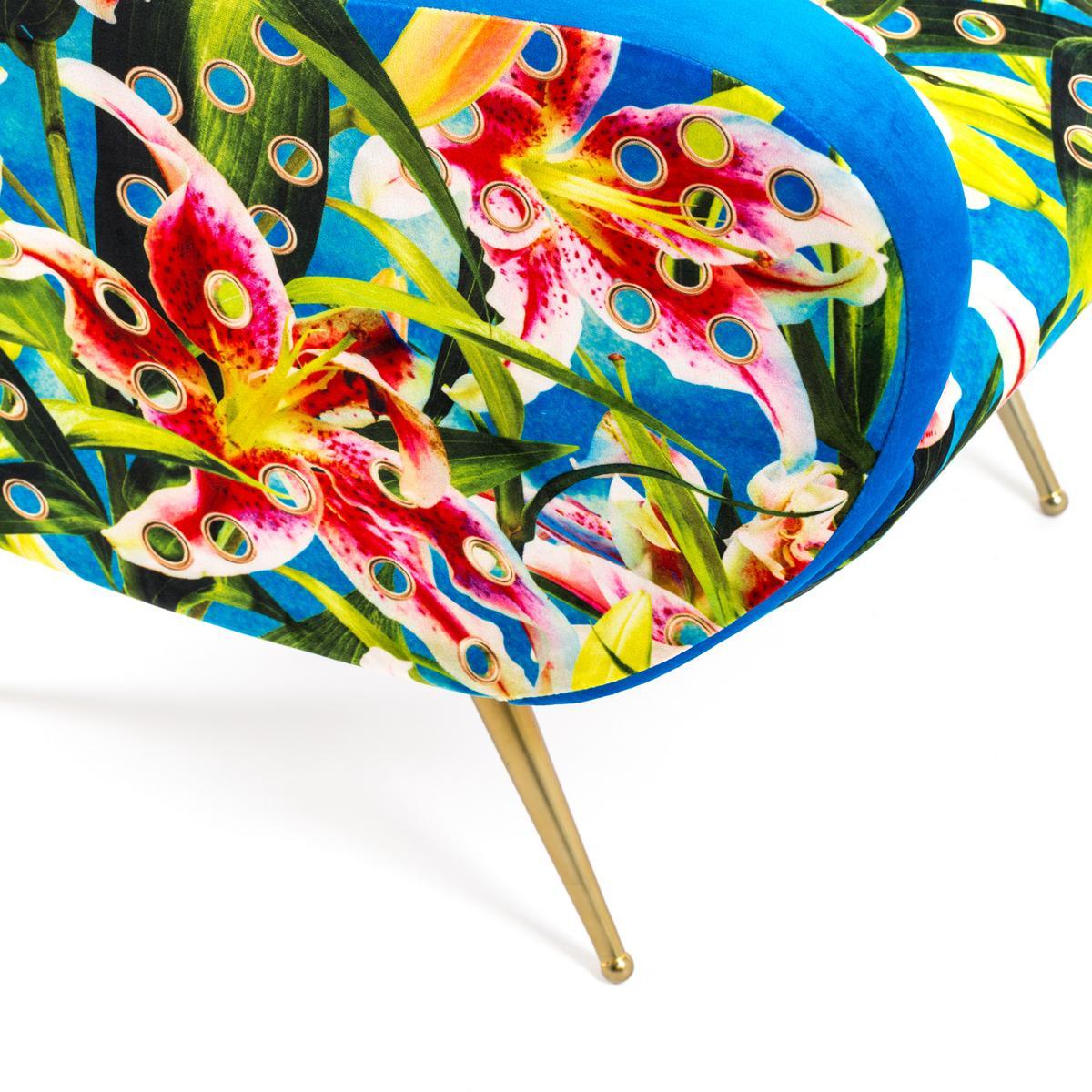 FLOWERS WITH HOLES Fabric armchair with armrests